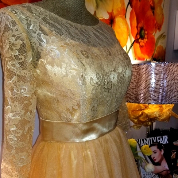 💃Host Pick! Vintage Style Golden Tulle Dress🧚‍♀️ - Picture 7 of 8
